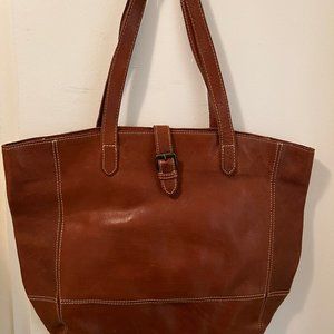 Fat Face Tan Leather Tote with Buckle